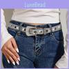 Womens Style Pu Leather Belt With Silver Alloy Buckle For Casual Denim Pants