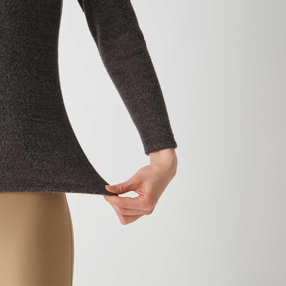 GUNZE HOTMAGIC MH9546 Женское термобелье с длинным рукавом, толстое, с начесом, теплое, с холодным черным мотивом, Ткань, Влагоотводящее, Теплогенерирующее, Термобелье,