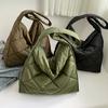 Shopping Bag Cotton Quilted Trendy Crossbody Bag Large Capacity Fashion Handbag Solid Color for Women Vacation Travel