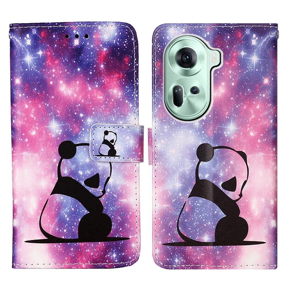 Кожаный чехол-кошелек для OPPO A40 A60 A80 Reno 13 12 12F 12FS 9A 8T Find X8 X6 Pro X5 Lite A17 A52 A58 A78 A98 K12X Расписная обложка