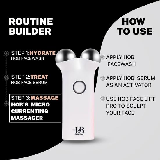 HOUSE OF BEAUTY Face Lift Pro Микротоковой массажер для лица и коллагеновая сыворотка для осветления тона - (Комбинированный набор из 2 штук)