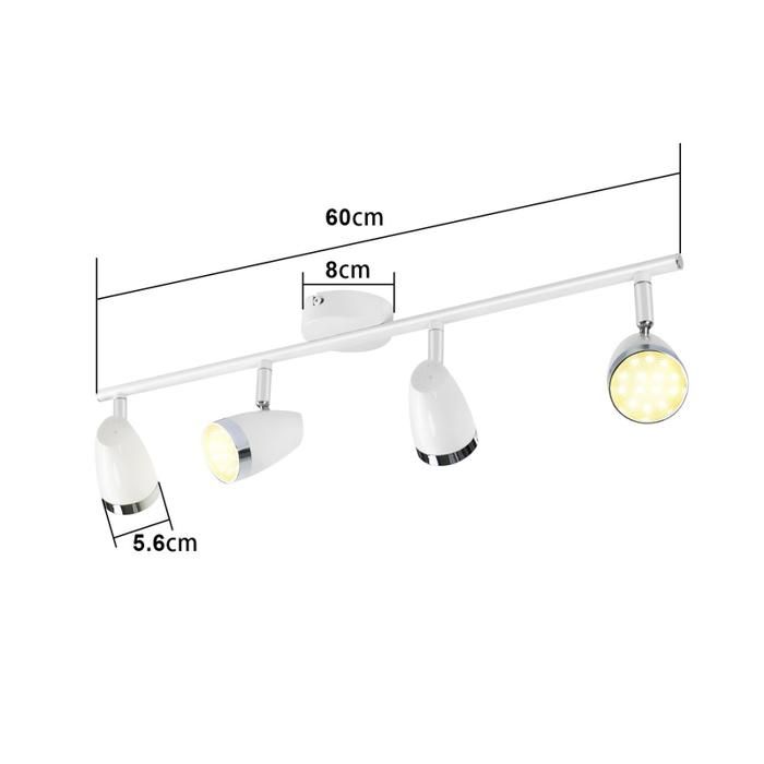 Plafonnier - NETTLIFE - Spot de plafond 4 ampoules - 16W LED - Orientable 350° - Blanc