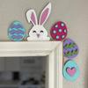 Easter Bunny Door Corner Decoration Farmhouse Rustic Colorful Egg Carrot Rabbit Ears