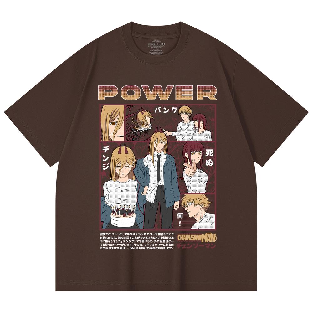 230 Gsm 100% Cotton Chainsaw Man V1 Power Print Unisex Heavy Cotton T Shirt