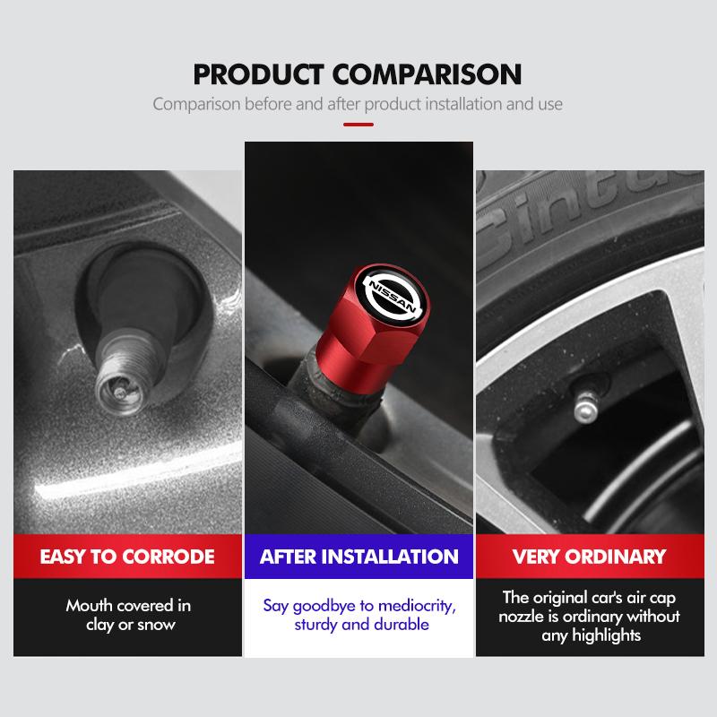 For Nissan AHA1Metal Car Air Valve Cap Dustproof Plug Protection Cover For Nissan J11 J10 Teana J31 Maxima Juke Cube Murano Skyline