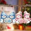 Acrylic Pink Glitter Christmas Snowman Earrings for Women - Ideal Party Jewelry