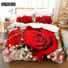 Комплект пододеяльников с красными розами, королевский размер, полный 3D комплект постельного белья, наволочка с цветами, стеганое белье, односпальная двуспальная кровать 220x240, 200x200