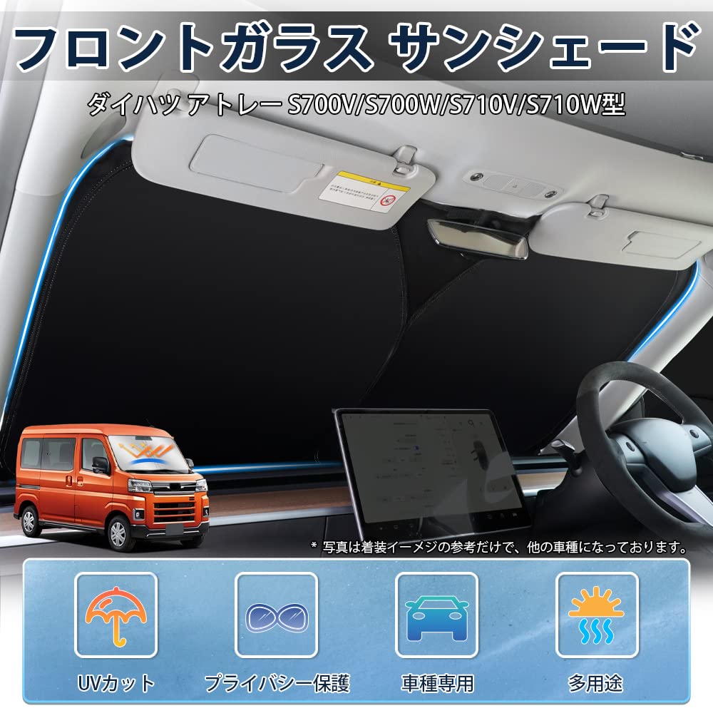 LIMSTYLE Windshield Sunshade for Daihatsu New Atrai and S710W Light Heat UV Car Polka Dot Includes Storage Interior Direct from the Easy Installation