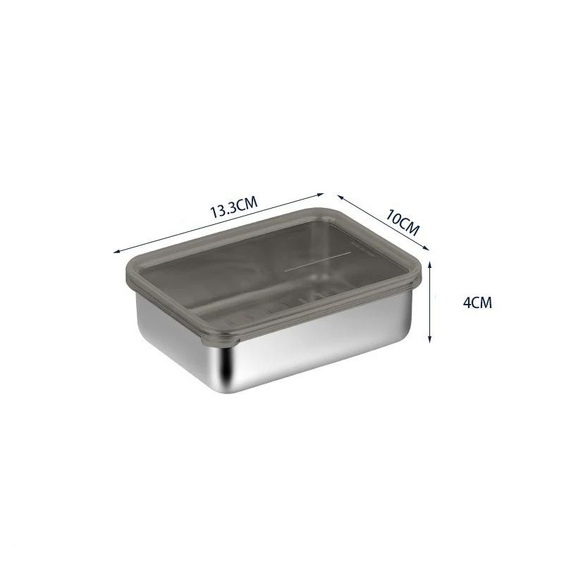 304 Stainless Steel Food Storage Tray Fresh-keeping Box with Sealed Lid Sausage Fruit Dish Frozen food Organizers Food Container