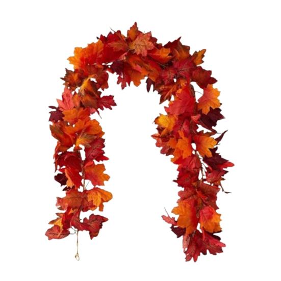 170CM Fall Maple Leaf Garland Indoor Outdoor Hanging Artificial Leaves Plants Vine Rattan Halloween Autumn Mantle Fireplace Porch Decoration