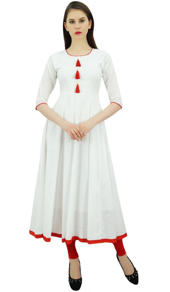 Bimba Женское дизайнерское этническое платье-курти Anarkali Kurta с кисточками