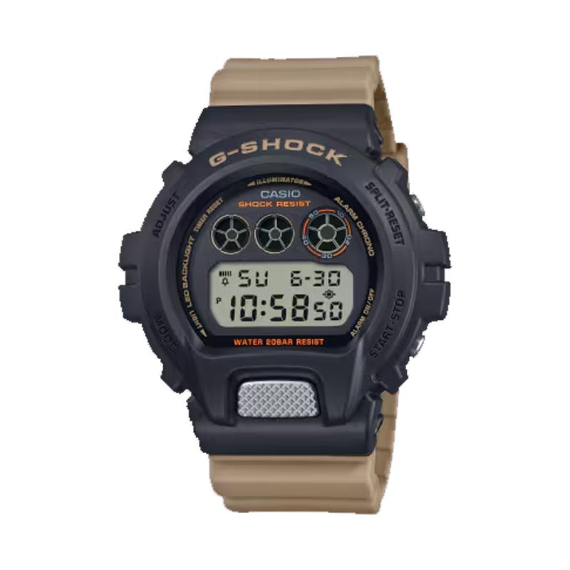 Casio Водонепроницаемость 200 метров Кварцевый ремешок из смолы 53,2*50 мм мужские часы черный циферблат DW6900TU-1A5