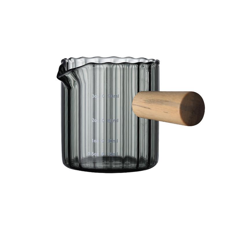 Glass Coffee Mug Mini Milk Jug Espresso Cup Cooker Tea Pot Coffee Maker Jar Wood Handle Measuring Tools Kitchen Home Accessories