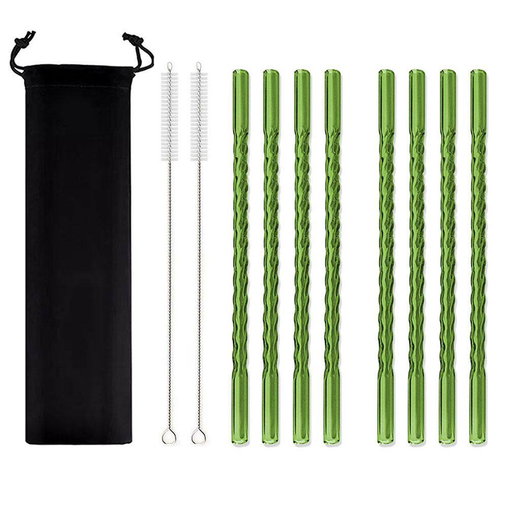11Pcs Reusable Glass Straws Eco-friendly Drinking Straws for Smoothie Milkshakes Tea Juice Cocktail Straw with Brush Multi-Color