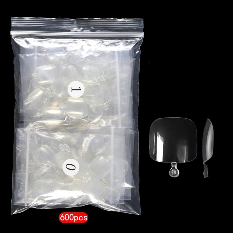600pcs 12 Sizes False Toe Nails Tips for Nail Salons DIY Nail Art Full Cover Artificial French Short Toenails
