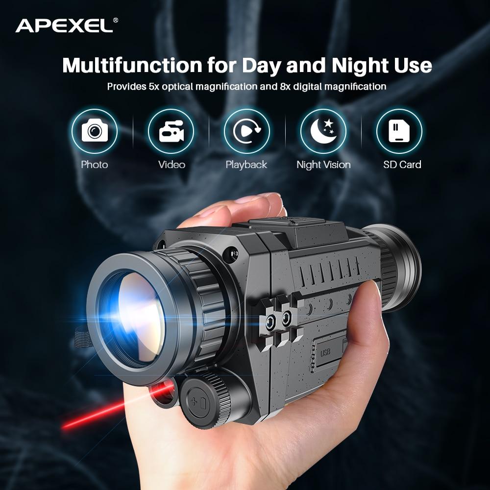 APEXEL 5X40 цифровой монокуляр ночного видения инфракрасный бинокль ночного видения ИК-камера 1080P HD прицелы для кемпинга и пешего туризма