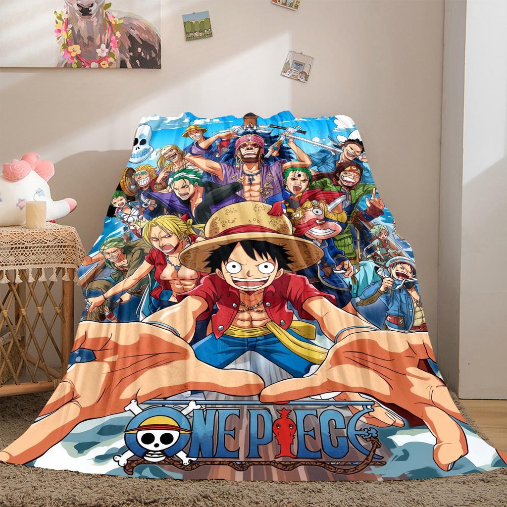 Anime One Piece Luxury Flannel Lightweight Blanket Home Decor Sofa Bed Travel Cover Family Gift LXR137