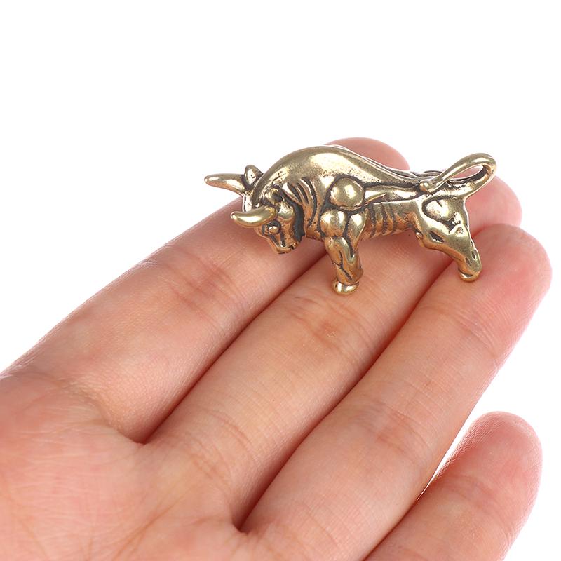 1шт мини портативный ретро латунь бык статуя брелок орнамент скульптура орнамент