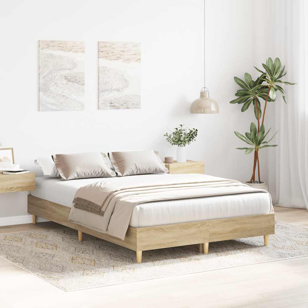 Bed Frame without Mattress Sonoma Oak Finish 120 x 200 cm Engineered Wood