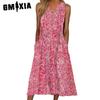 Women's Fashion Summer Spring Floral Print Sleeveless U-Neck Casual Dresses