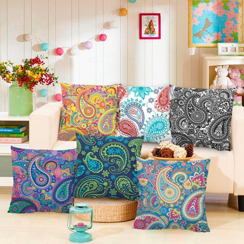 Изысканные этнические наволочки с принтом пейсли для декора винтажного богемного дивана