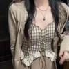 Женский ретро вязаный кардиган и юбка в клетку Гонконг