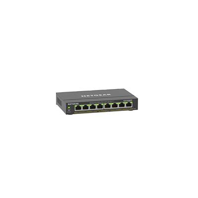 Неуправляемый коммутатор NETGEAR Plus, 8 портов Gigabit, с поддержкой PoE+ (62 Вт Всего), Компактный настольный, VLAN, QoS, Безвентиляторный, Энергосберегающий, 5-летняя
