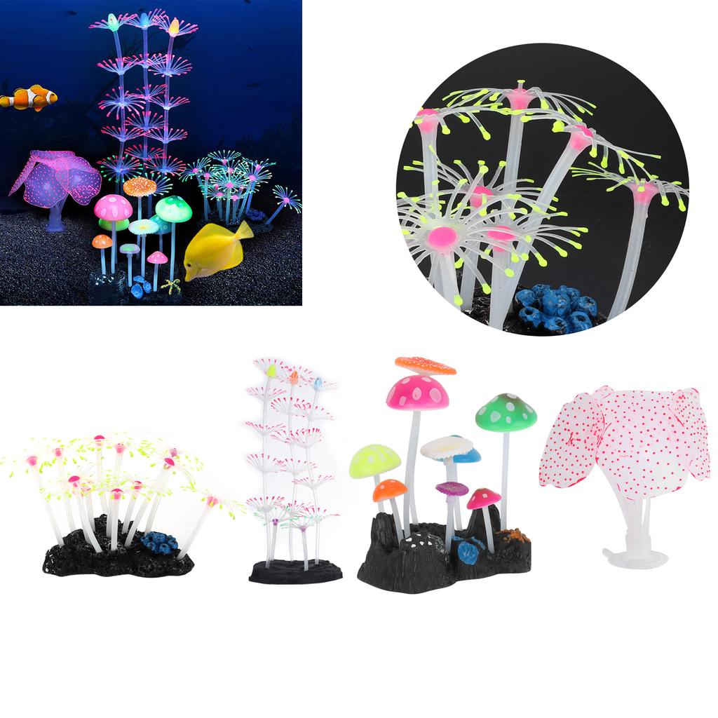 Aquarium Decoration Set Glowing Silicone Coral Decoration Luminous Aquarium Coral Ornaments