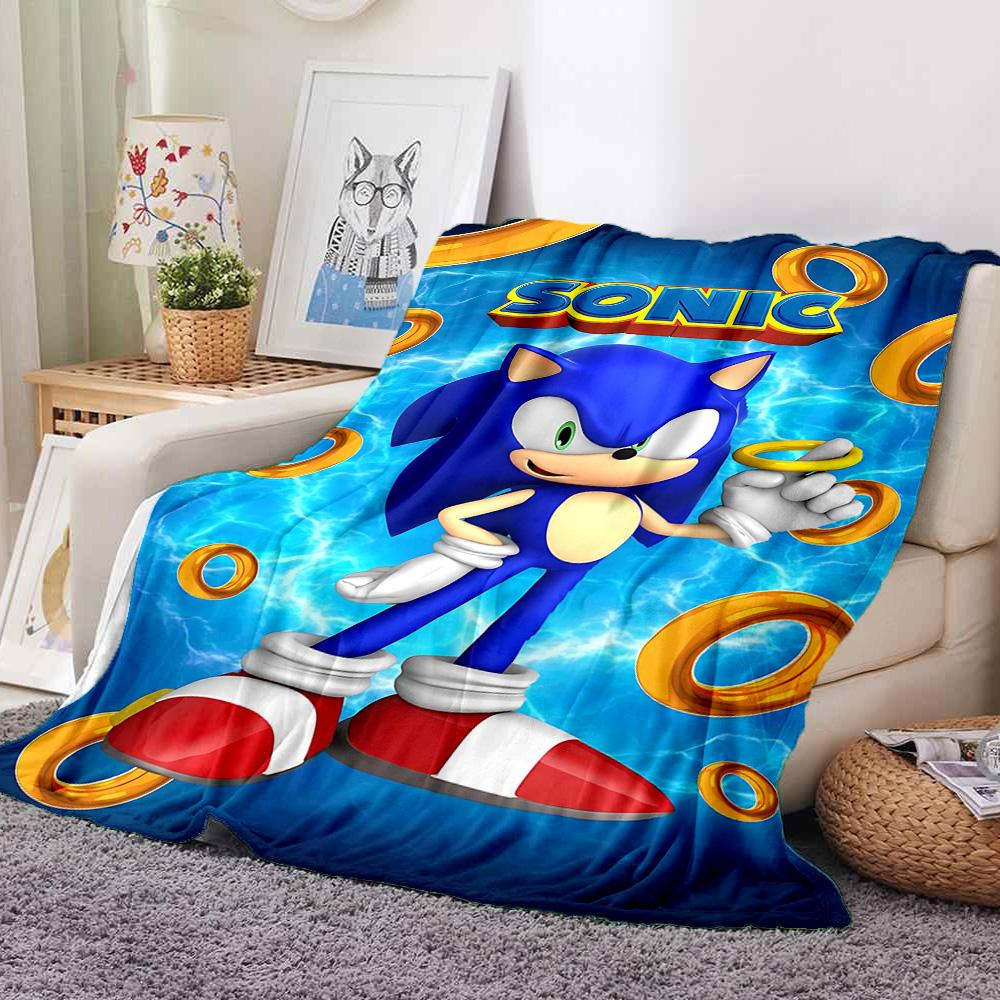 Sonic Rings Flannel Blanket Throw Blanket Soft Warm Sofa Bed Camping home Decor Unique Christmas Gift C92650