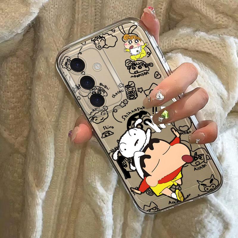 Case for Samsung Galaxy S26 Note 20 Ultra 10 S25 Edge S20 Plus S24 S21 S22 FE S23 Ultra Phone Cover Shark Crayon Shin Chan