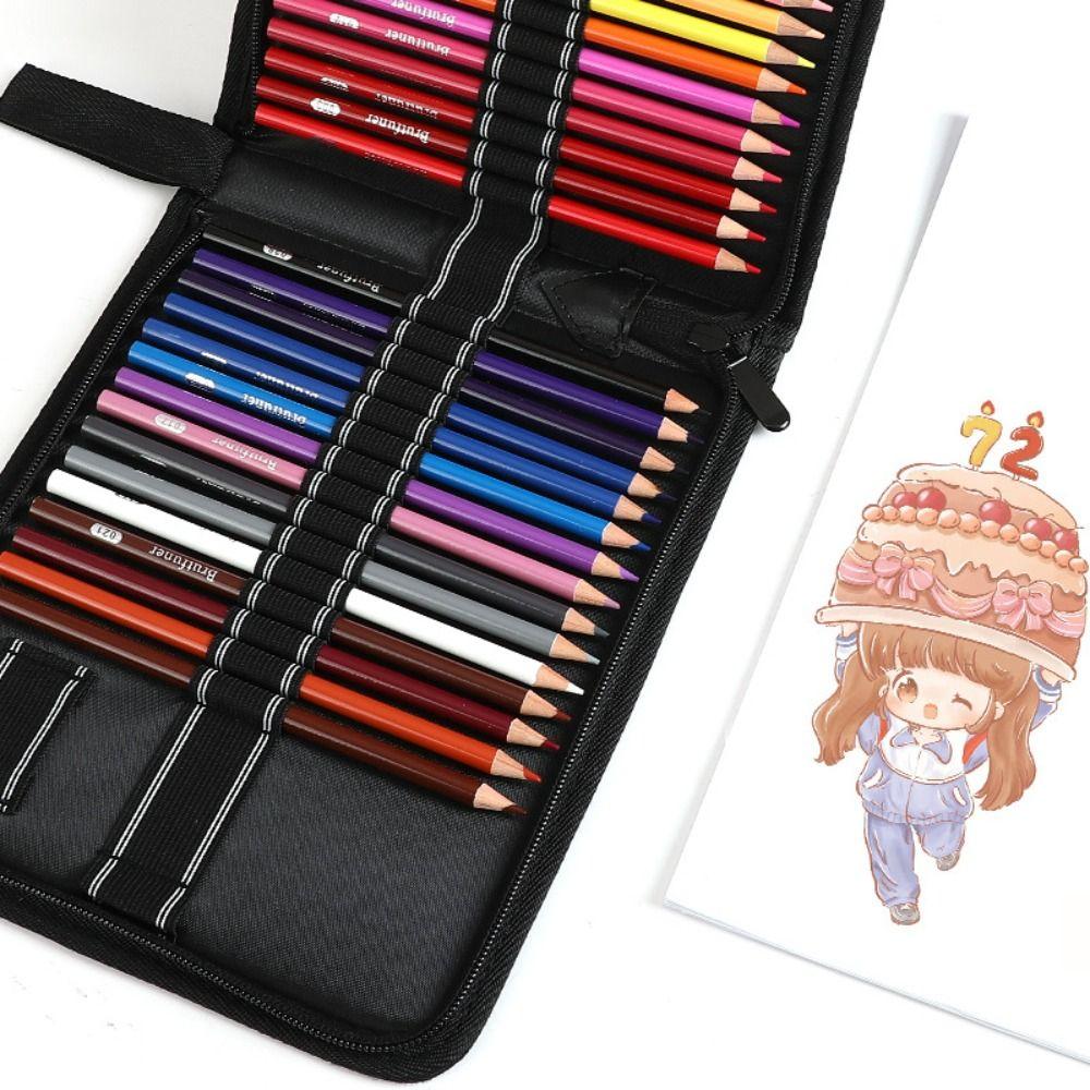 36/48/72 Holes Pen Curtain Black Oxford Painting Pencil Organizer Pencil Bag  Art Supplies