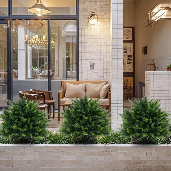 Искусственное самшитовое топиарное шарообразное дерево с опорой в землю, устойчивое к ультрафиолетовому излучению, устойчивое к погодным условиям, искусственные зеленые кустарники для сада, крыльца, патио, искусственные растения из самшита