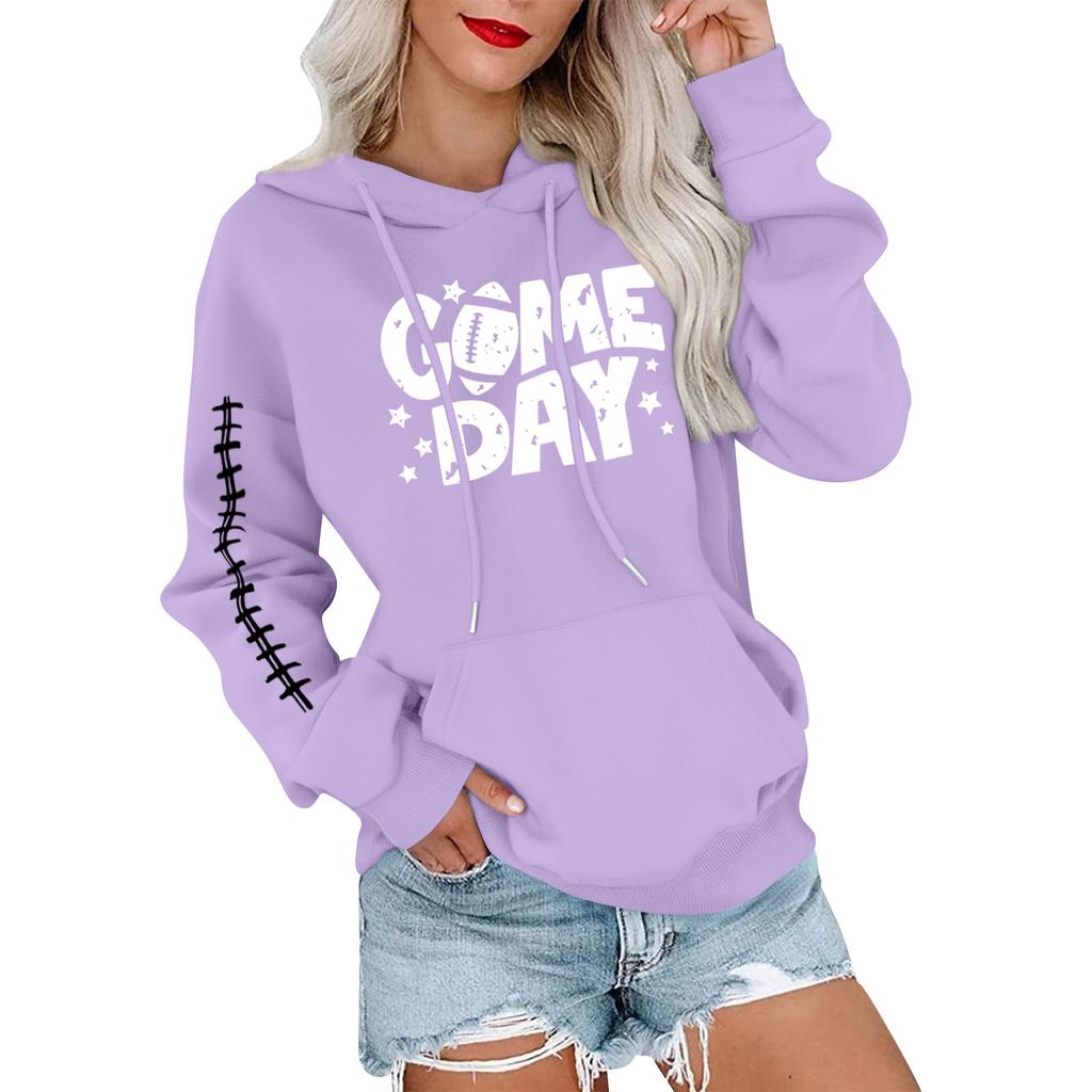 Women's Fashionable, Casual, Comfortable Round-neck, Hooded, Long-sleeved, Rugby-print Warm Sweater