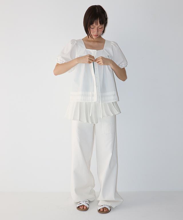 RONRON Tie Detail Button Blouse White