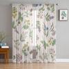 Various Hand Drawn Herbs And Flowers On A Gentle Pink Chiffon Sheer Curtains Living Room Bedroom Window Voiles Tulle Curtain