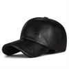PU Leather Embossed Baseball Cap Unisex Waterproof Casual Sun Hat Adjustable Dad Hats For Women Men