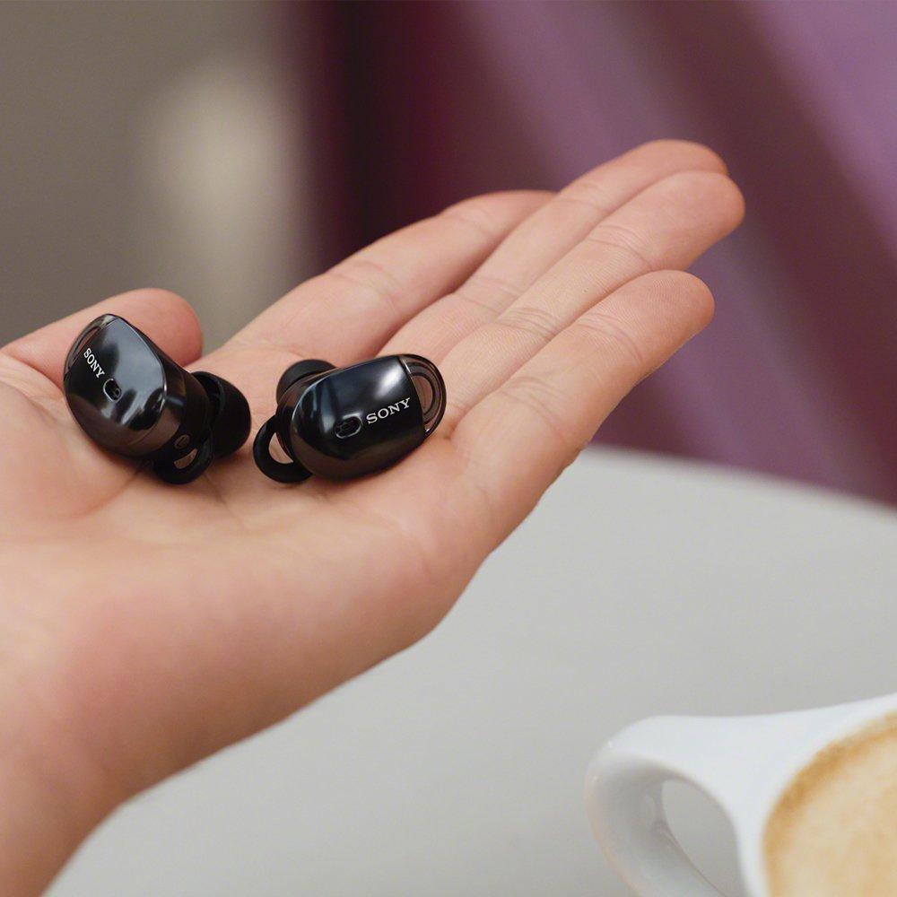 Sony Полностью беспроводные наушники Amazon Alexa Bluetooth с раздельными левым и правым наушниками с 360 Reality Audio 2017 года, черные наушники с шумоподавлением WF-1000X