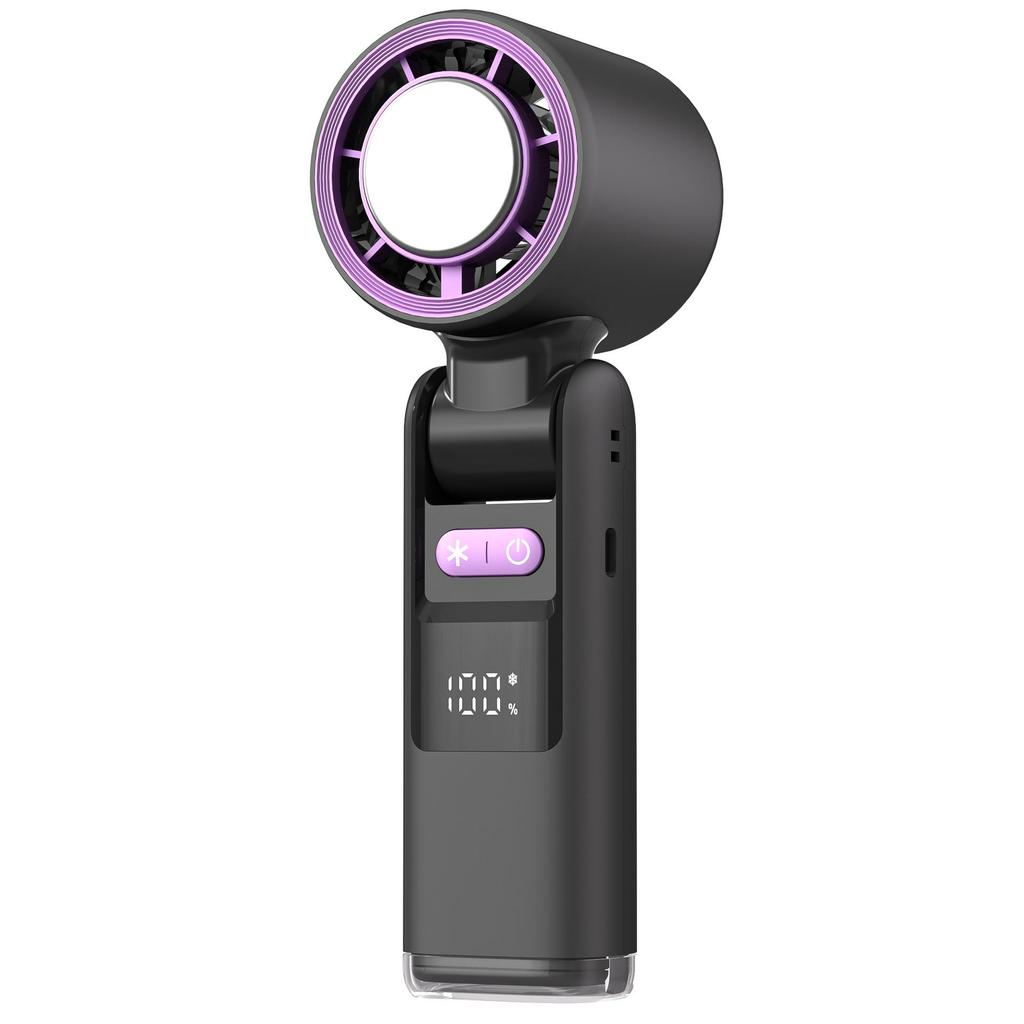 Мини-ручной складной вентилятор с 100 скоростями, функцией ледяного компресса, LED и возможностью ношения на шее