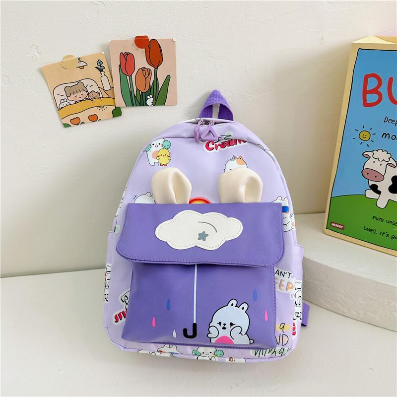 Kids Backpack With Cartoon Rabbit Print And Ear Design For School Outings And
