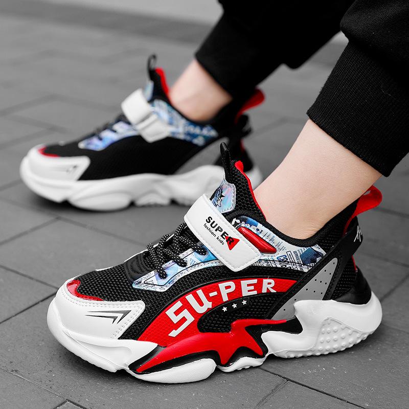 2025 New Children's Shoes Spring Mesh Sneakers Boys and Girls Velcro Comfortable Single Shoes Medium and Older Children's Tide Shoes