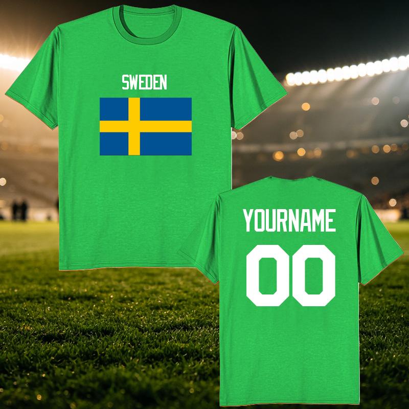 Sweden National Football Custom Name Number T Shirt Unisex Personalized Diy 2026 Football Tour Match Day Fan Streetwear Tee