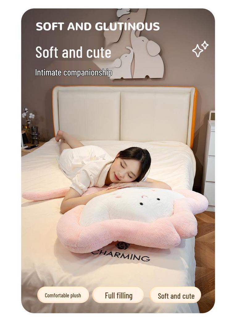 Cartoon Manta Ray Plush Pillow for Girls - Soft Sofa Cushion & Children's Sleeping Toy