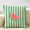 Simple Stripe Fruits Ins Cushion Cover Natural Linen Organic Fabric DoubleSided Printing Room Sofa Decor Pillow Case