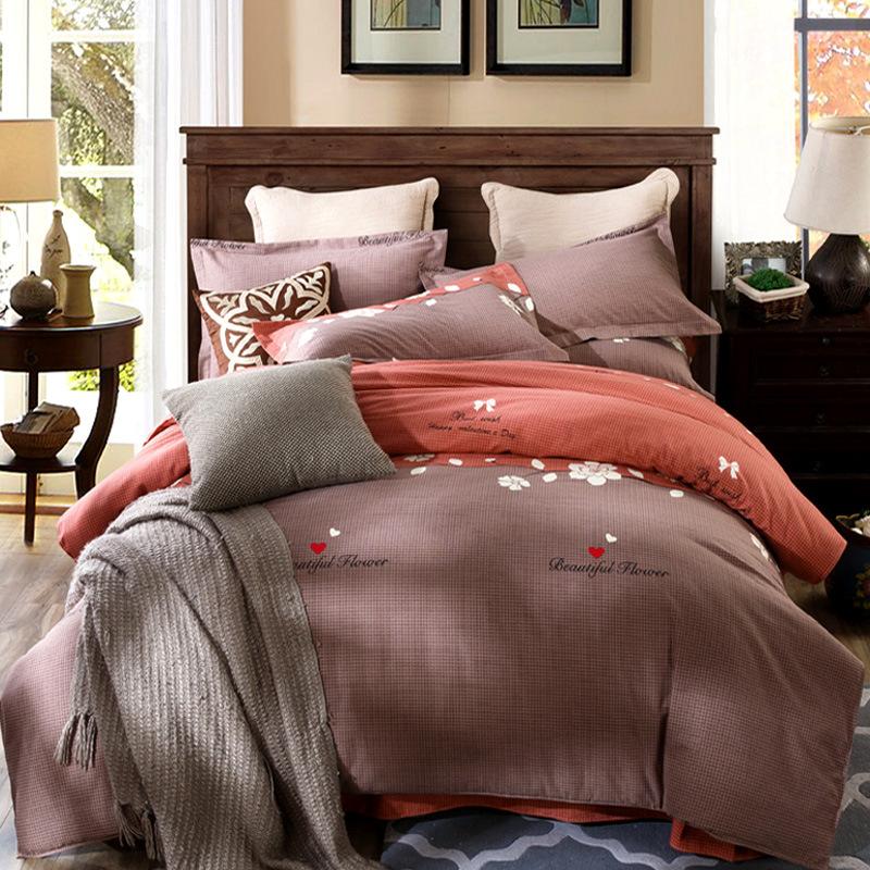 Комплект из четырех предметов из плотного хлопкового потертого материала, легкое роскошное теплое одеяло из чистого хлопкового набивного потертого материала, комплект из четырех предметов из простыни