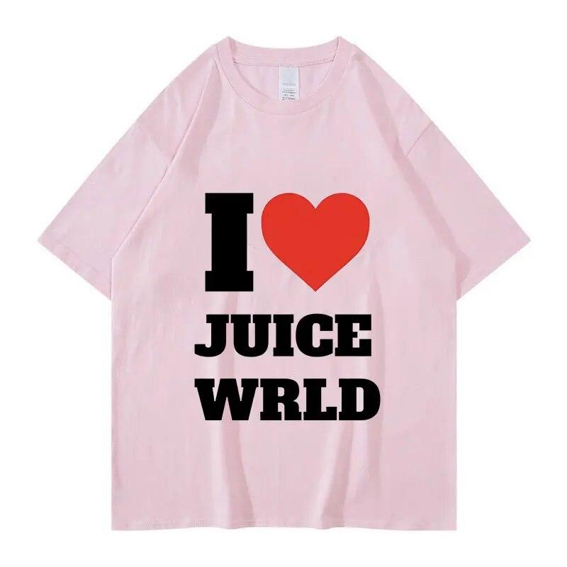 Футболка с рисунком рэпера I Love JUICE WRLD, летняя модная футболка унисекс большого размера, унисекс, топы из 100% хлопка, футболки, уличная одежда в стиле хип-хоп