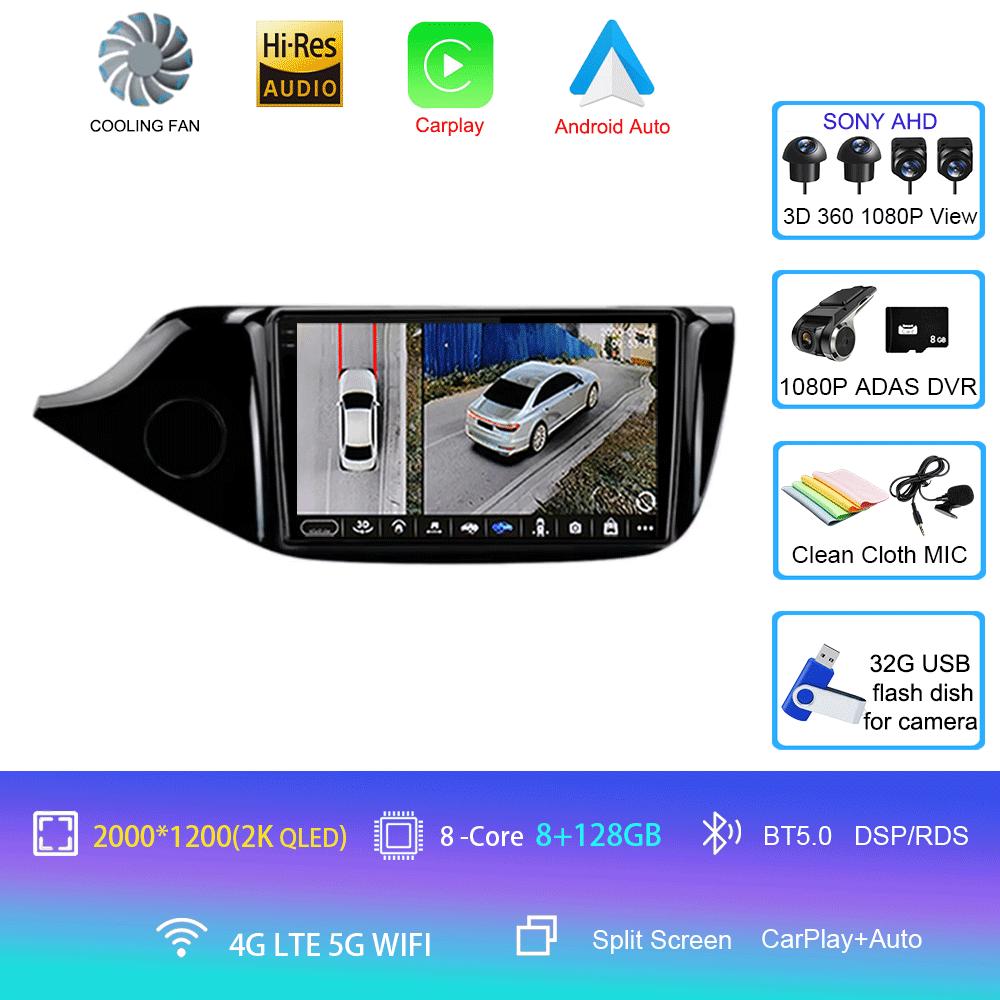 Автомобильное радио Android 14 Carplay для KIA Cee'd CEED JD 2012 2013 - 2018 Навигация Мультимедийный проигрыватель Стерео 5GWiFi+4G SIM BT видео