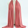 Women's Solid Color Pearl Chiffon Bubble Scarf, Long Silk Headscarf, 70x180cm, Middle Eastern Style