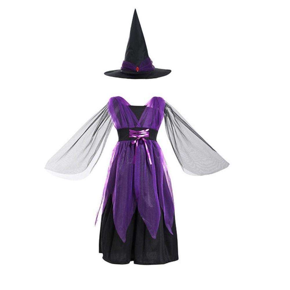 Clothes Halloween Witch Costume Glittery Mesh Dress Kid's Halloween Costume  Festival Party