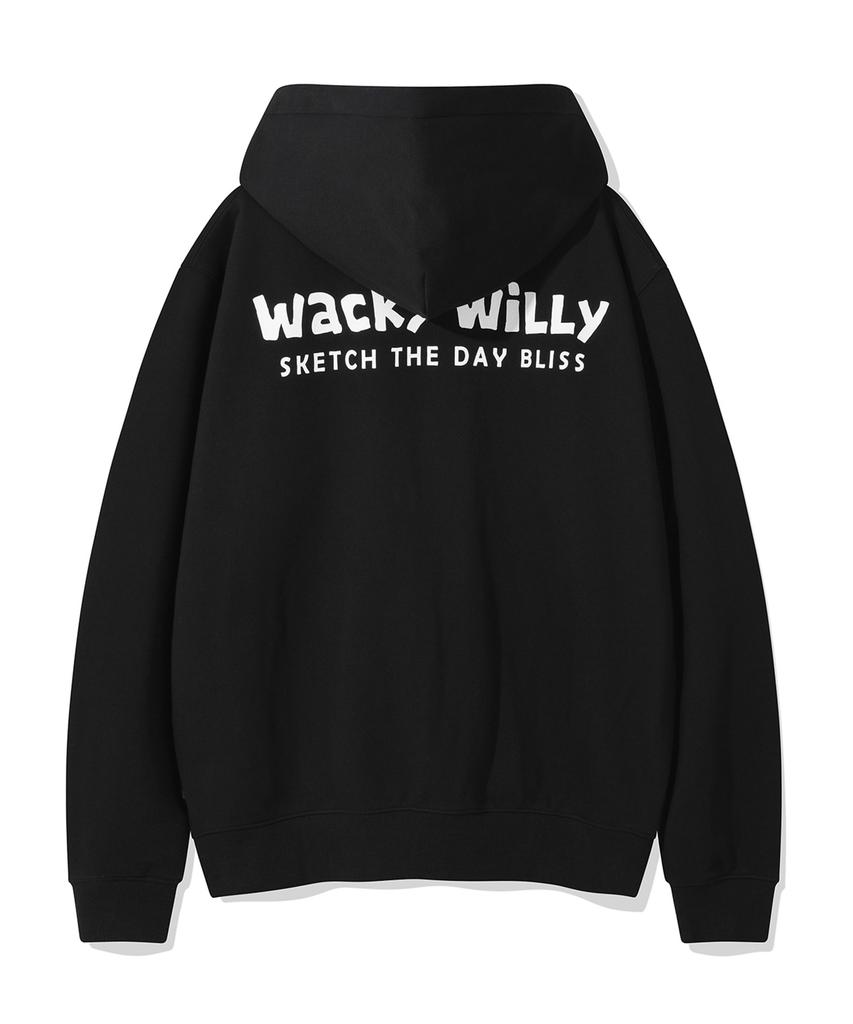 Wacky Willy Базовая черная толстовка на молнии с wacky типографским логотипом