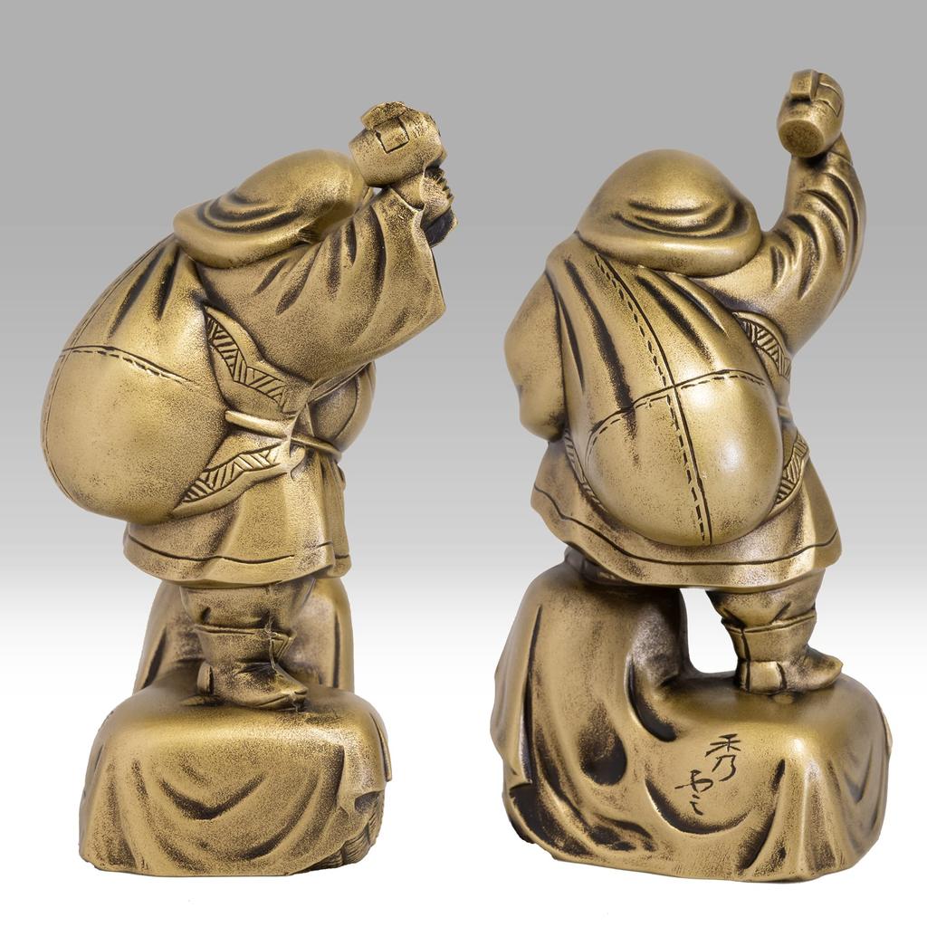 Seven Lucky Gods of Good Luck Daikokuten Silky Gold Buddhist Hideun Makita Buddha Statue Ornament Takaoka Copperware Sculptor Prototype_Kobiki